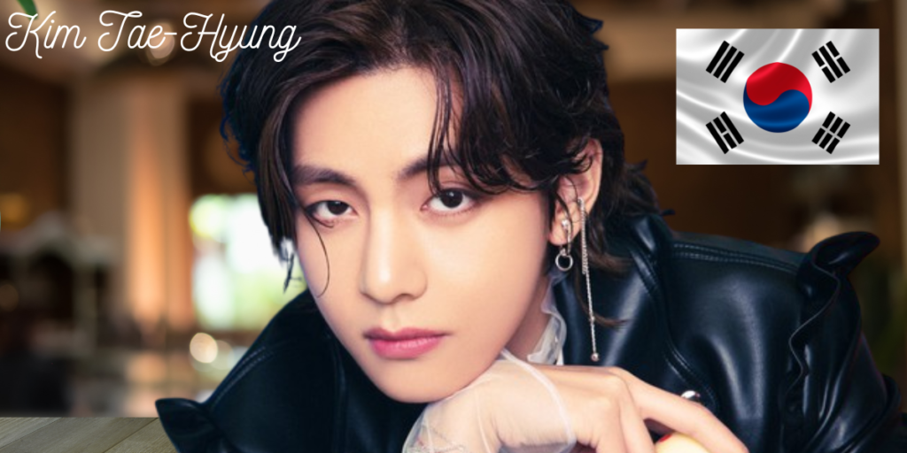 Kim Tae-Hyung - A headshot photograph of a handsome young man with dark hair, wearing a stylish outfit and a confident expression.